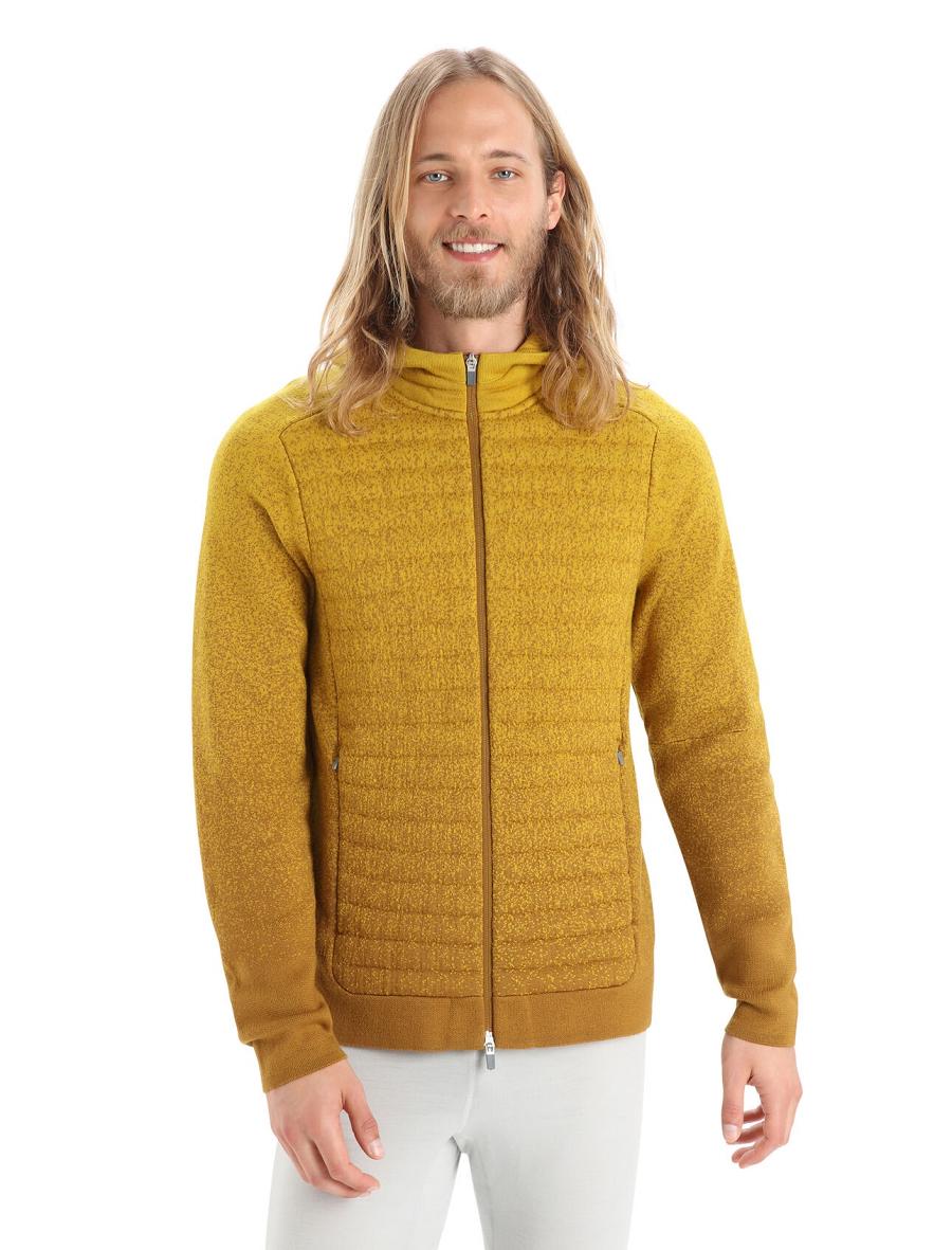 Clove / Silent Gold Icebreaker ZoneKnit™ Merino Insulated Long Sleeve Zip Into the Deep Men\'s Hoodie | AU 1259TCEV